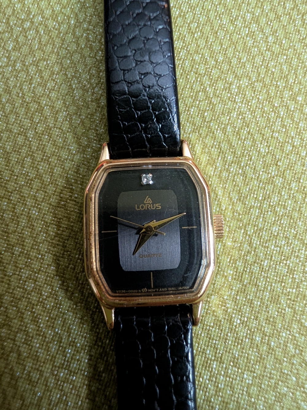 Lorus Women's Black & Gold Genuine Leather Watch